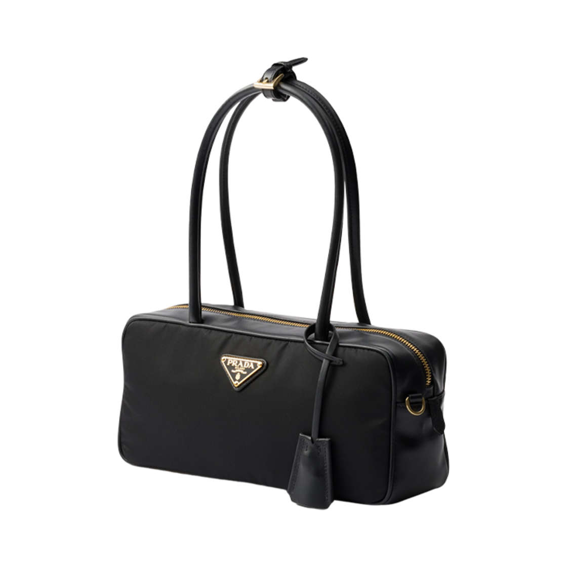 프라다 리나일론 앤 레더 스몰 탑 핸들 백 패드락 블랙 | Prada | KREAM