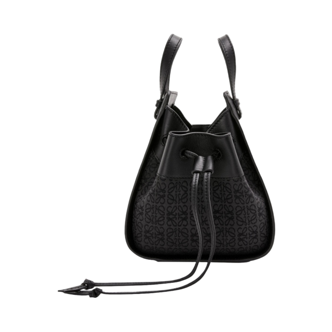 로에베 미니 해먹 드로우스트링백 아나그램 자카드 앤 카프스킨 앤트러사이트 블랙(Loewe Mini Hammock Drawstring Bag in Anagram Jacquard and Calfskin Anthracite Black) - 3