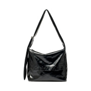 Matin Kim Embossed Logo Leather Shoulder Bag Black