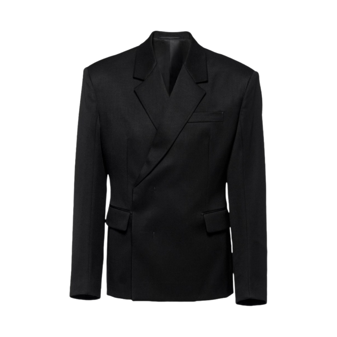 프라다 더블 브레스티드 울 자켓 블랙(Prada Double-Breasted Wool Jacket Black) - 1