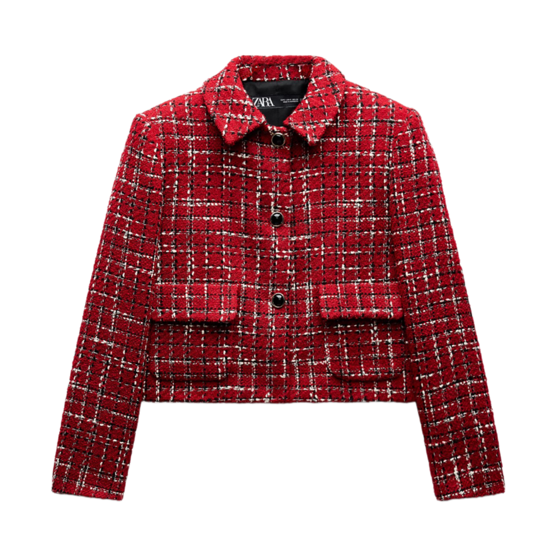 (W) 자라 스트럭처드 자켓 숄더 패드 레드 블랙((W) Zara Structured Jacket with Shoulder Pads Red Black) - 1