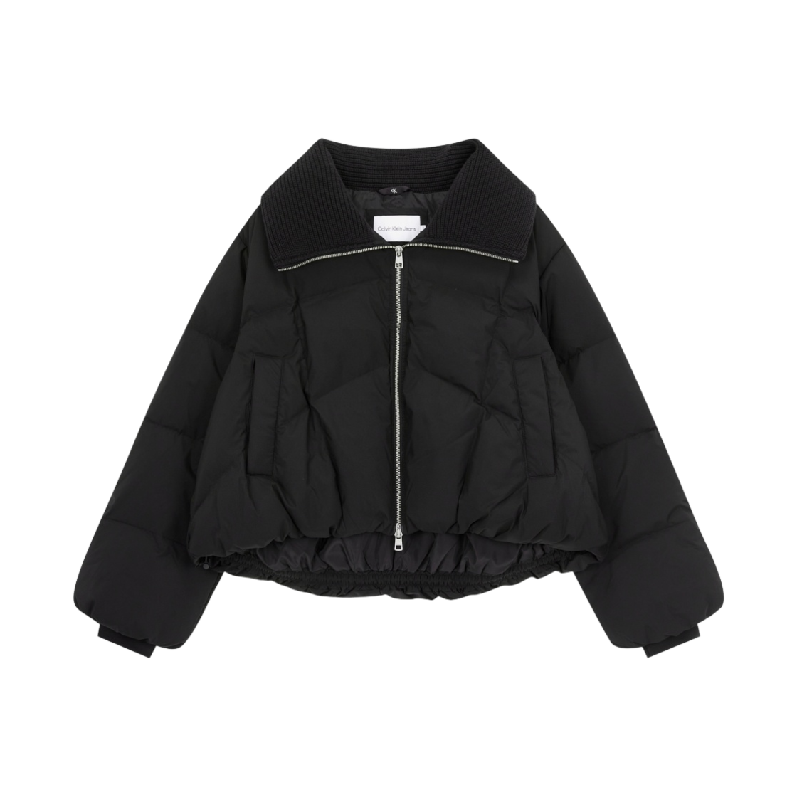 (W) 캘빈 클라인 진스 숏다운 와이드넥 푸퍼 CK 블랙((W) Calvin Klein Jeans Short Down Wide Neck Puffer CK Black) - 1