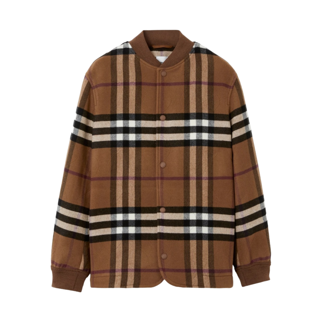 8071378 Burberry Quilted Check Wool Blend Bomber Jacket Dark Birch Brown