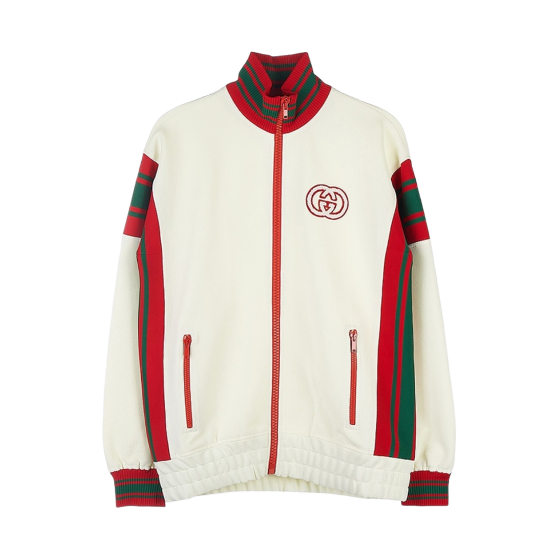 (W) 구찌 저지 집 자켓 패치 아이보리((W) Gucci Jersey Zip Jacket with Patch Ivory) - 1