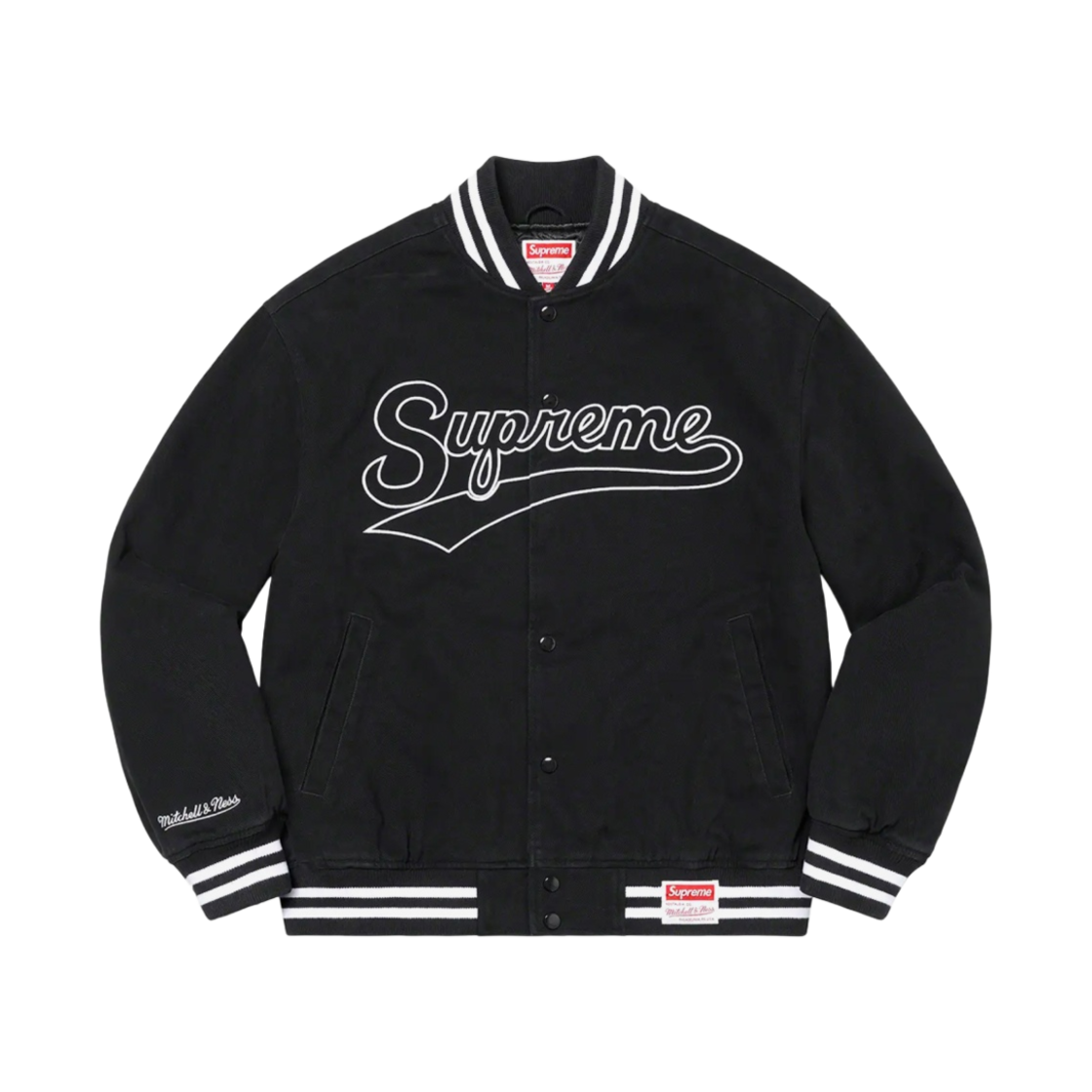 슈프림 미첼 & 네스 도우보이 트윌 바시티 자켓 블랙 - 22FW(Supreme Mitchell & Ness Doughboy Twill Varsity Jacket Black - 22FW) - 2