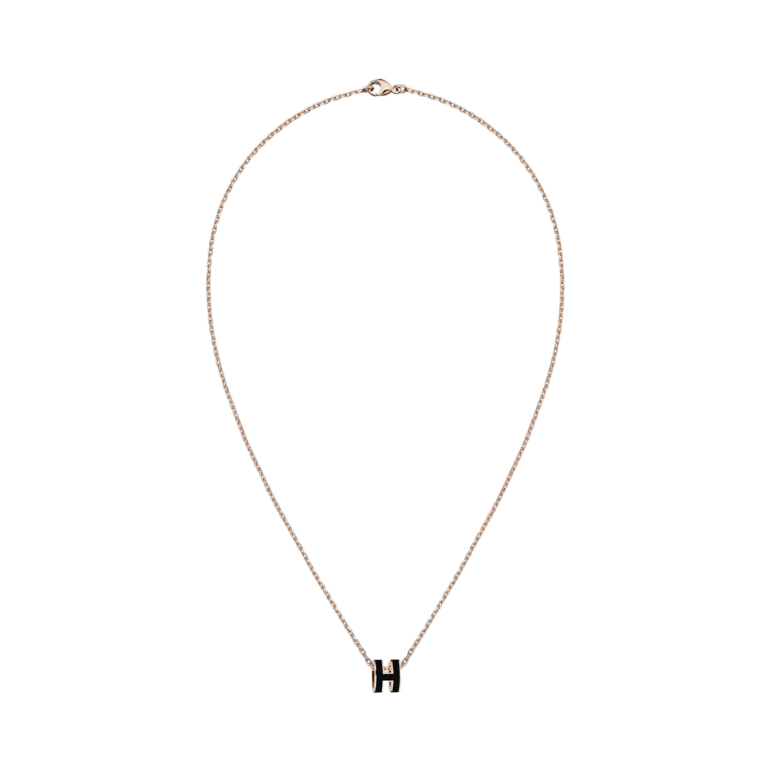 (W) 에르메스 미니 팝아슈 펜던트 로즈 골드 하드웨어 & 누아((W) Hermes Mini Pop H Pendant Rose Gold & Noir)