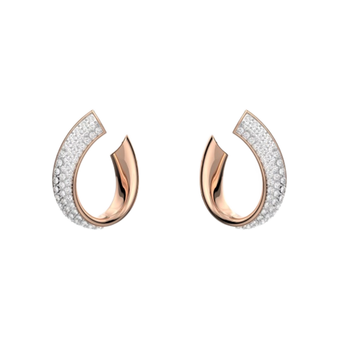(W) 스와로브스키 이그지스트 후프 이어링 스몰 화이트 로즈 골드 플래팅((W) Swarovski Exist Hoop Earring Small White Rose Gold Plated) - 1