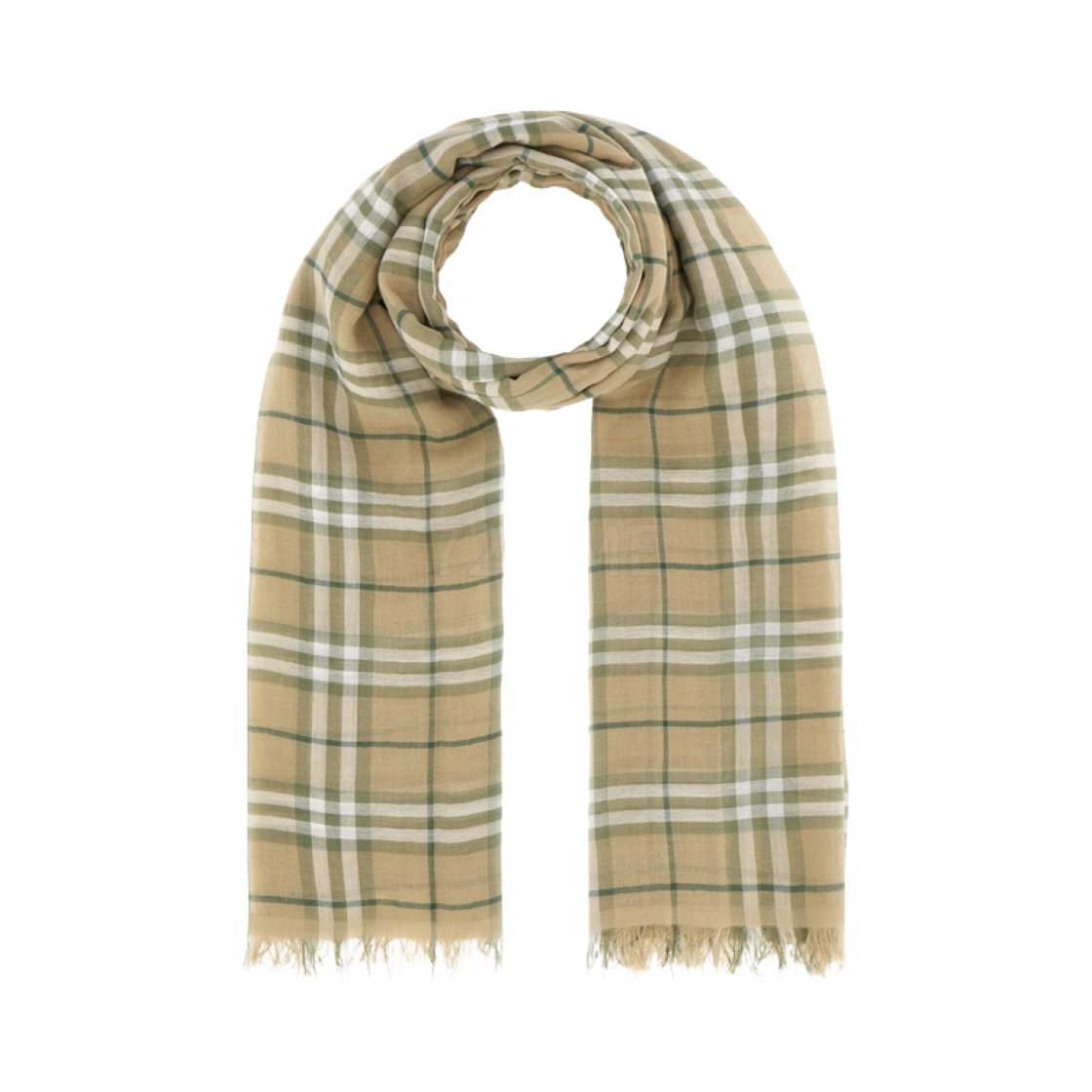 8109210 Burberry Check Cotton Muffler Khaki