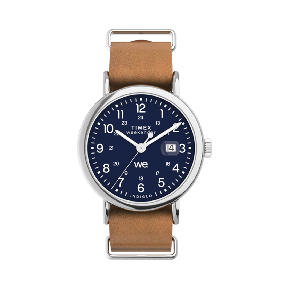타이맥스 위켄더 40mm 레더 스트랩 워치 브라운 실버톤(Timex Weekender 40mm Leather Strap Watch Brown Silver Tone)