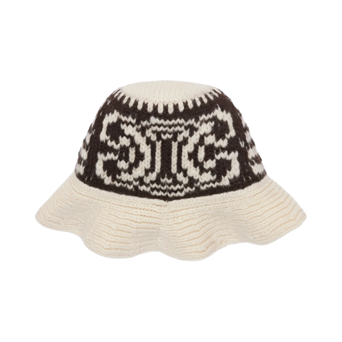 (W) 셀린느 울 트리옹프 버킷햇 오프 화이트 브라운((W) Celine Triomphe Bucket Hat in Wool Off White Brown) - 2