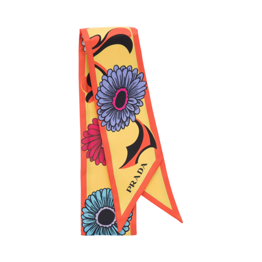 Prada Printed Silk Twill Scarf Sunny Yellow