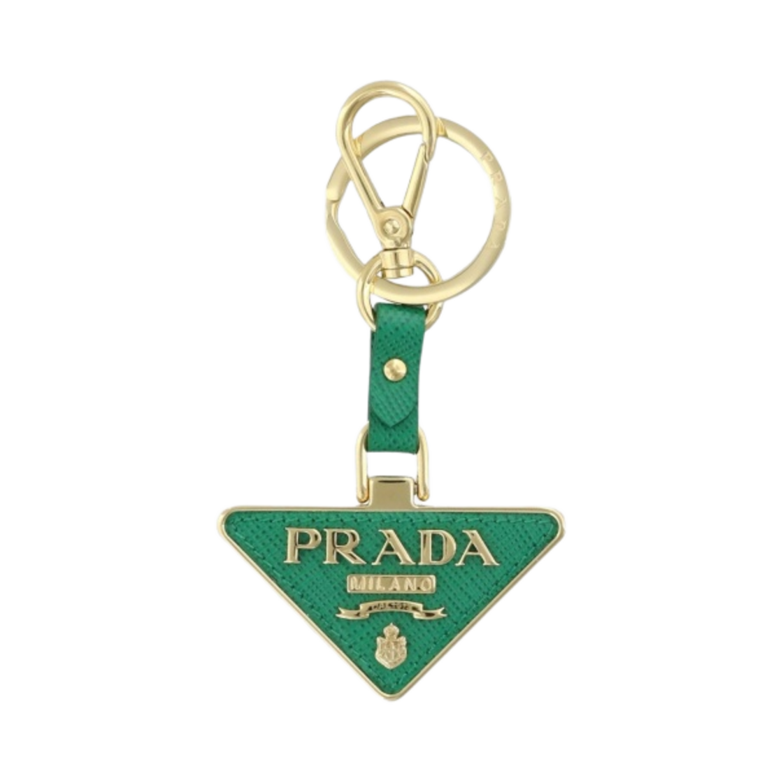 프라다 사피아노 레더 트라이앵글 로고 키체인 망고(Prada Saffiano Leather Triangle Logo Keychain Mango)