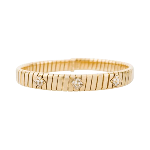 IT7SSPIOGROB Bvlgari Tubogas Bracelet M 18K Yellow Gold Diamond