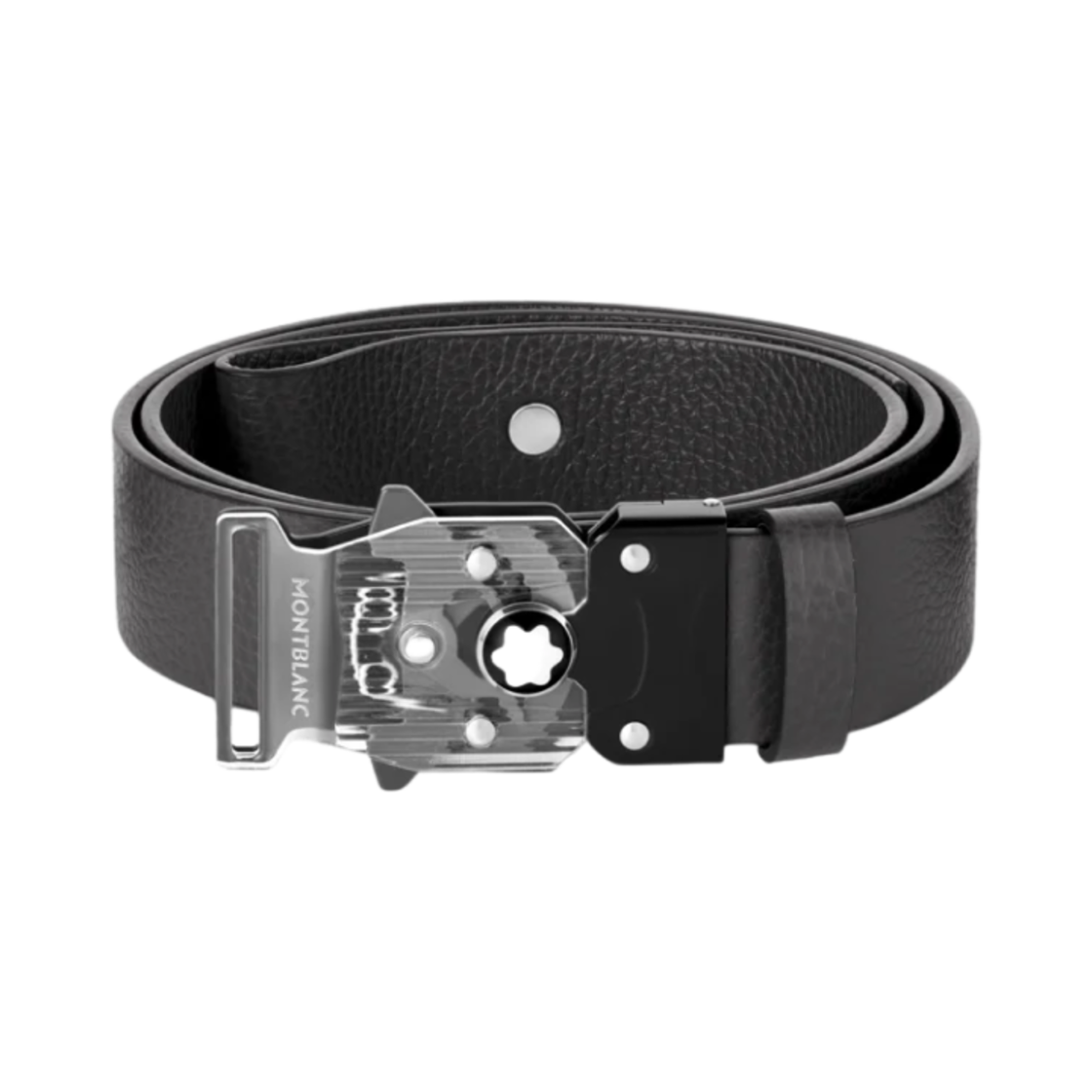 131166 Montblanc M Lock 4810 Buckle Grainy 35mm Leather Belt Grey