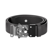 Montblanc M Lock 4810 Buckle Grainy 35mm Leather Belt Grey
