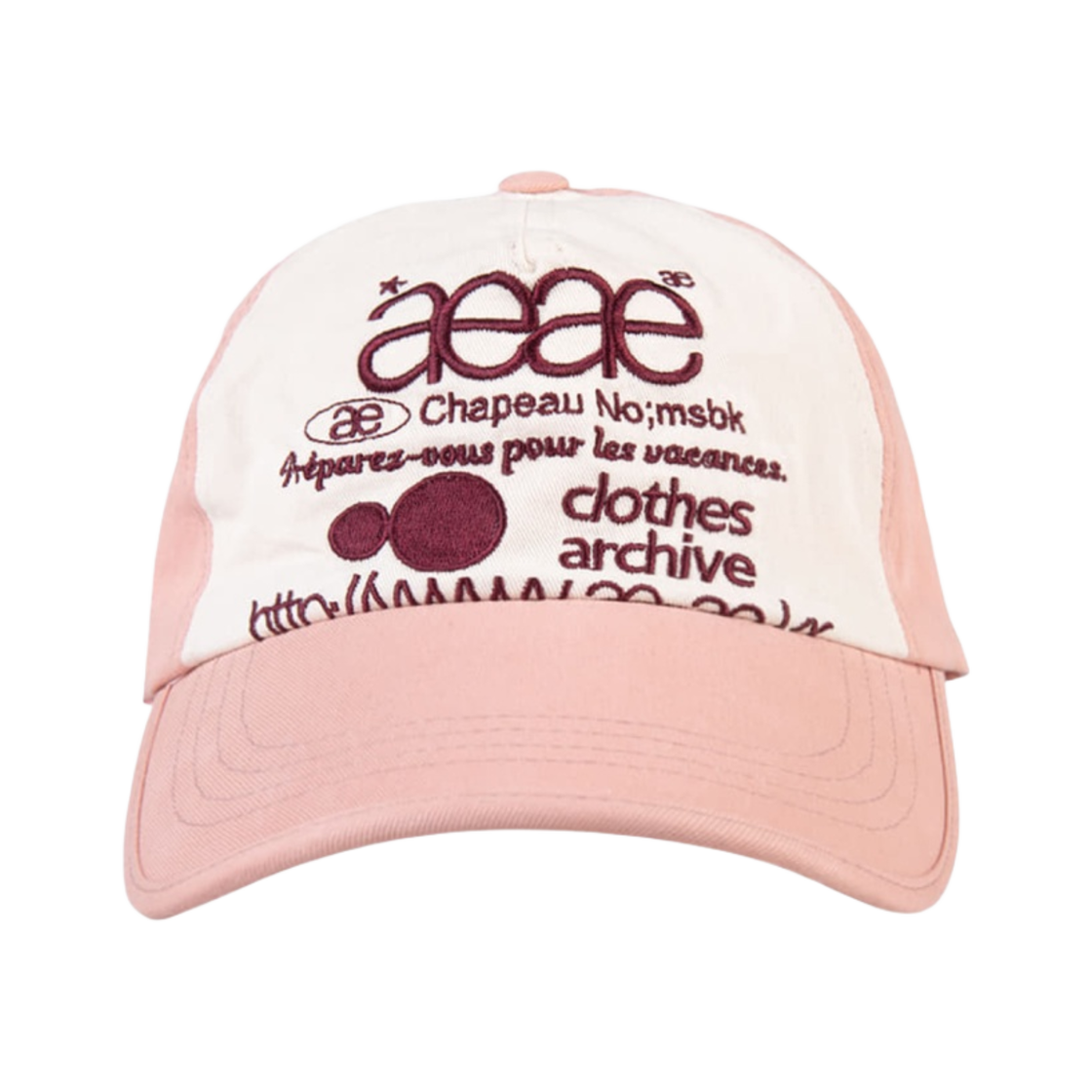 에이에이 웹 로고 5 패널 캡 핑크 버건디(Aeae Web Logo 5 Pannel Cap Pink Bugundy) - 1