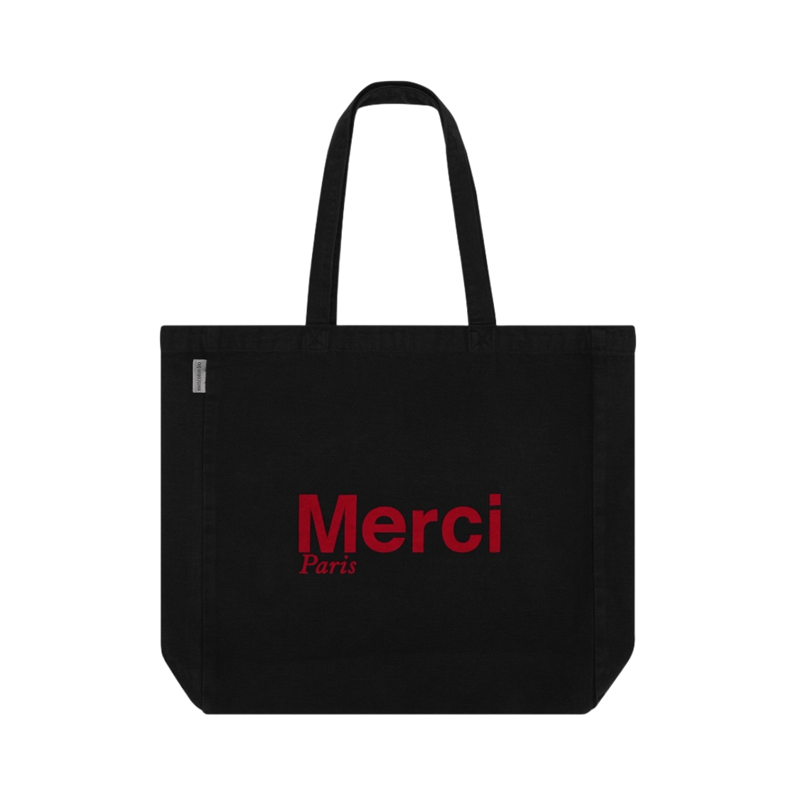 메르시 코튼 토트백 라지 블랙 레드(Merci Cotton Tote Bag Large Black Red)