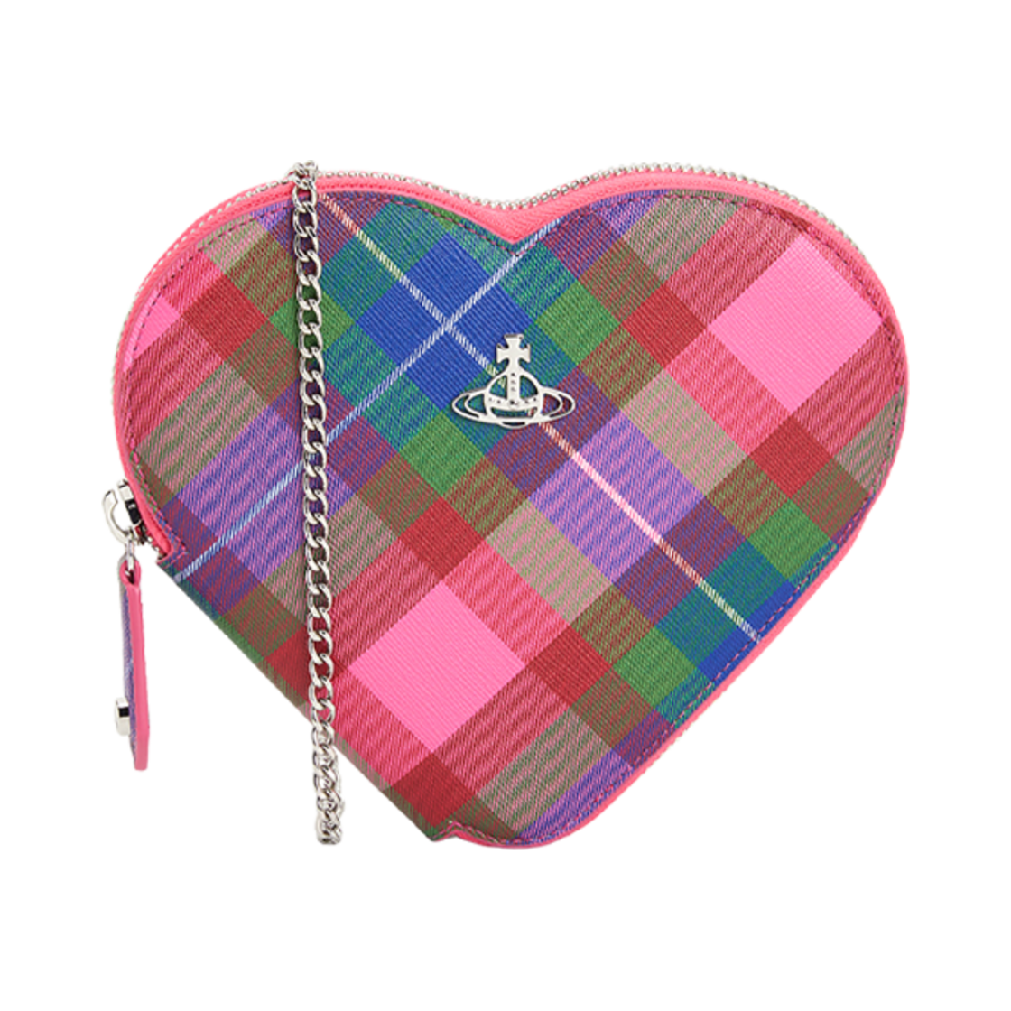 비비안 웨스트우드 하트 체인 크로스바디백 블루 체크(Vivienne Westwood Heart Chain Crossbody Bag Blue Check) - 1