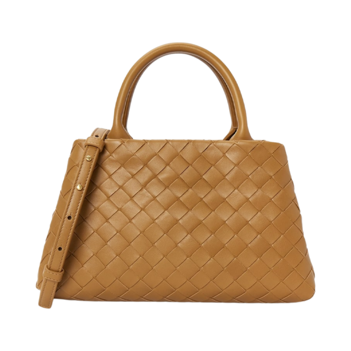 607326VCRA12593 Bottega Veneta New Roma Small Intrecciato Tote Bag Camel