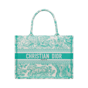 (W) Dior Dioriviera Medium Book Tote Toile de Jouy Embroidery Aquamarina