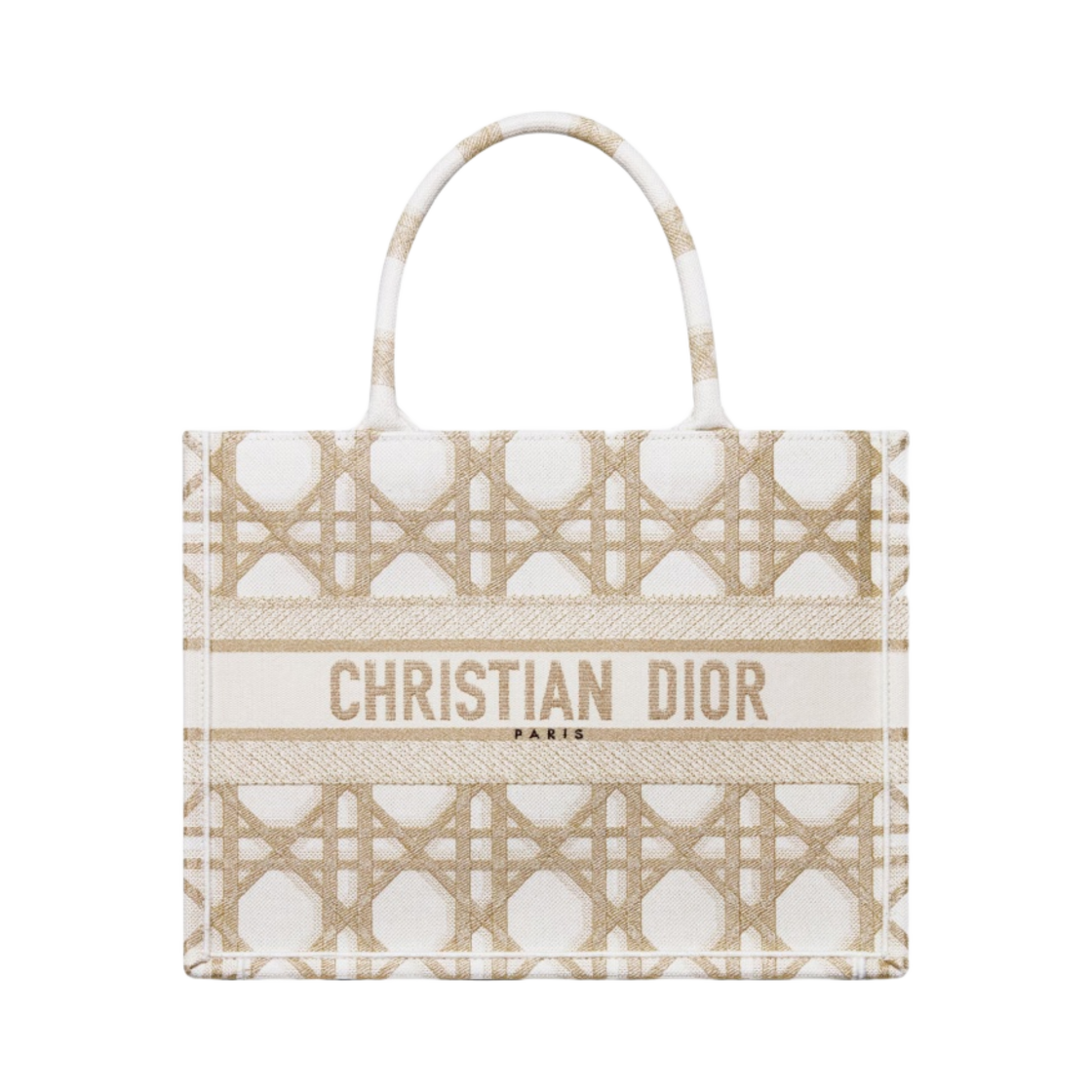 디올 미디움 북 토트 매크로까나쥬 자수 화이트 골드 톤(Dior Medium Book Tote Macrocannage Embroidery White Gold Tone) - 1