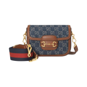 Gucci Horsebit 1955 Mini Bag Blue Ivory GG denim