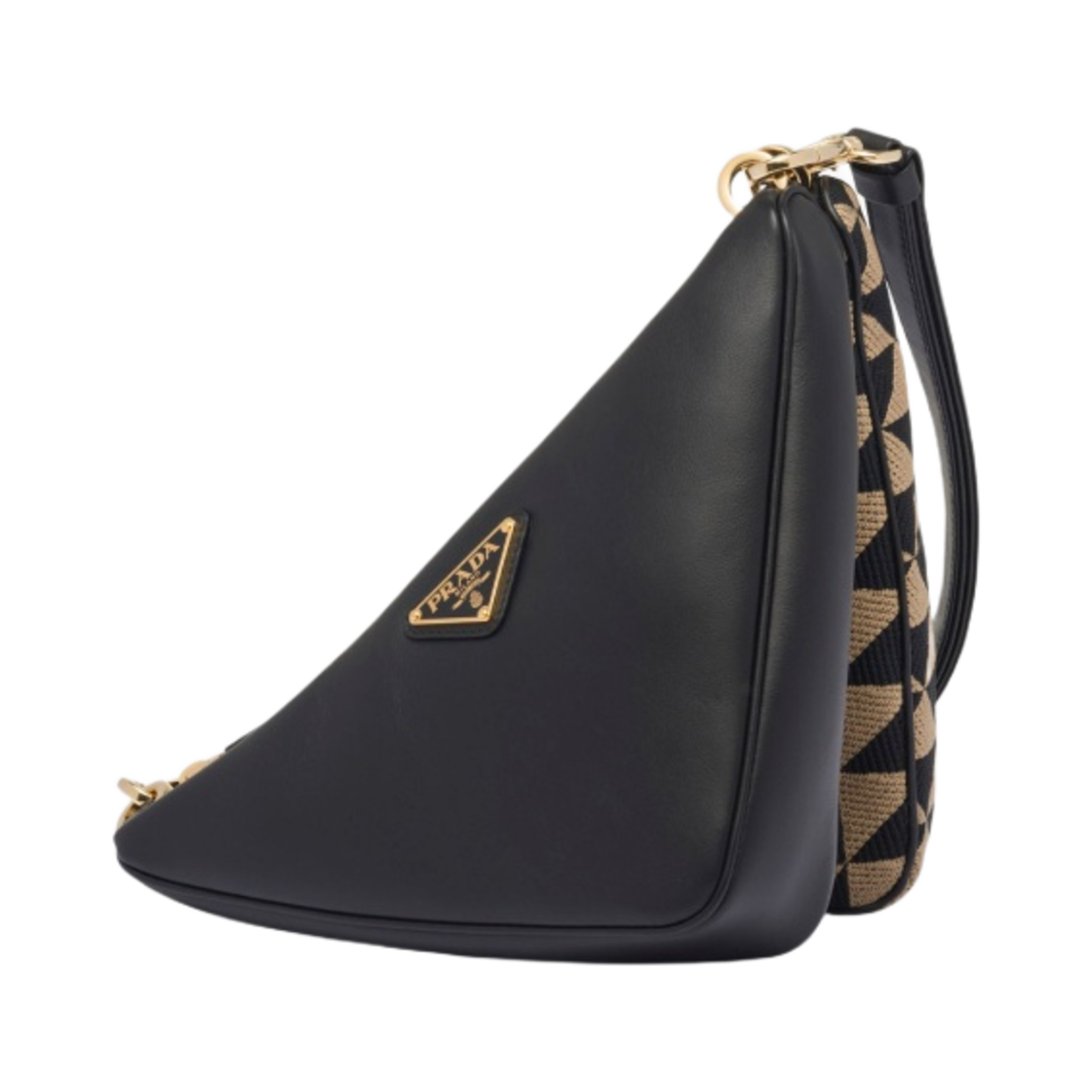 프라다 심볼 레더 패브릭 미니백 블랙 베이지(Prada Symbole Leather and Fabric Mini Bag Black Beige) - 3