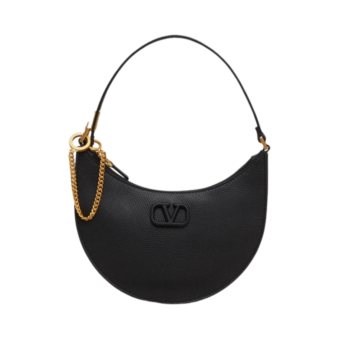 P0W19RQR0NO Valentino Mini Vlogo Signature Grainy Calfskin Hobo Bag Black