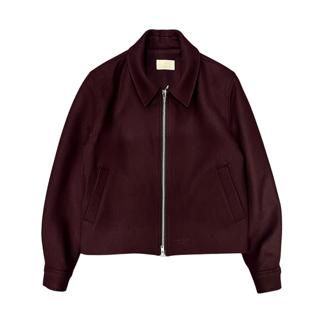 언더마이카 무.92 안티 Fxxking 로고 플레이 크롭 울 블루종 - 버건디