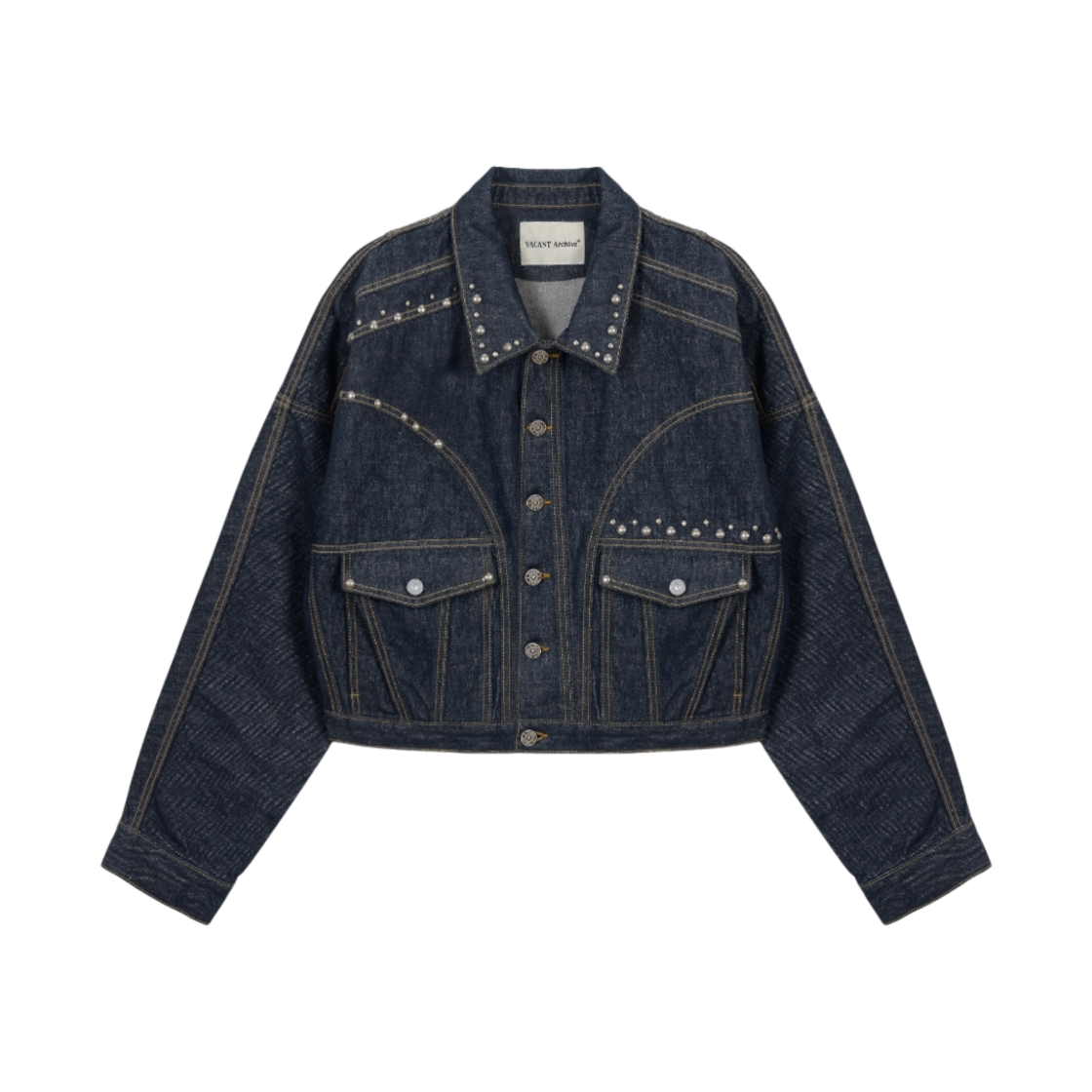VAK251SS002BK10 Vacant Archive Liam Stud Denim Jacket Deep Blue