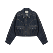 Vacant Archive Liam Stud Denim Jacket Deep Blue