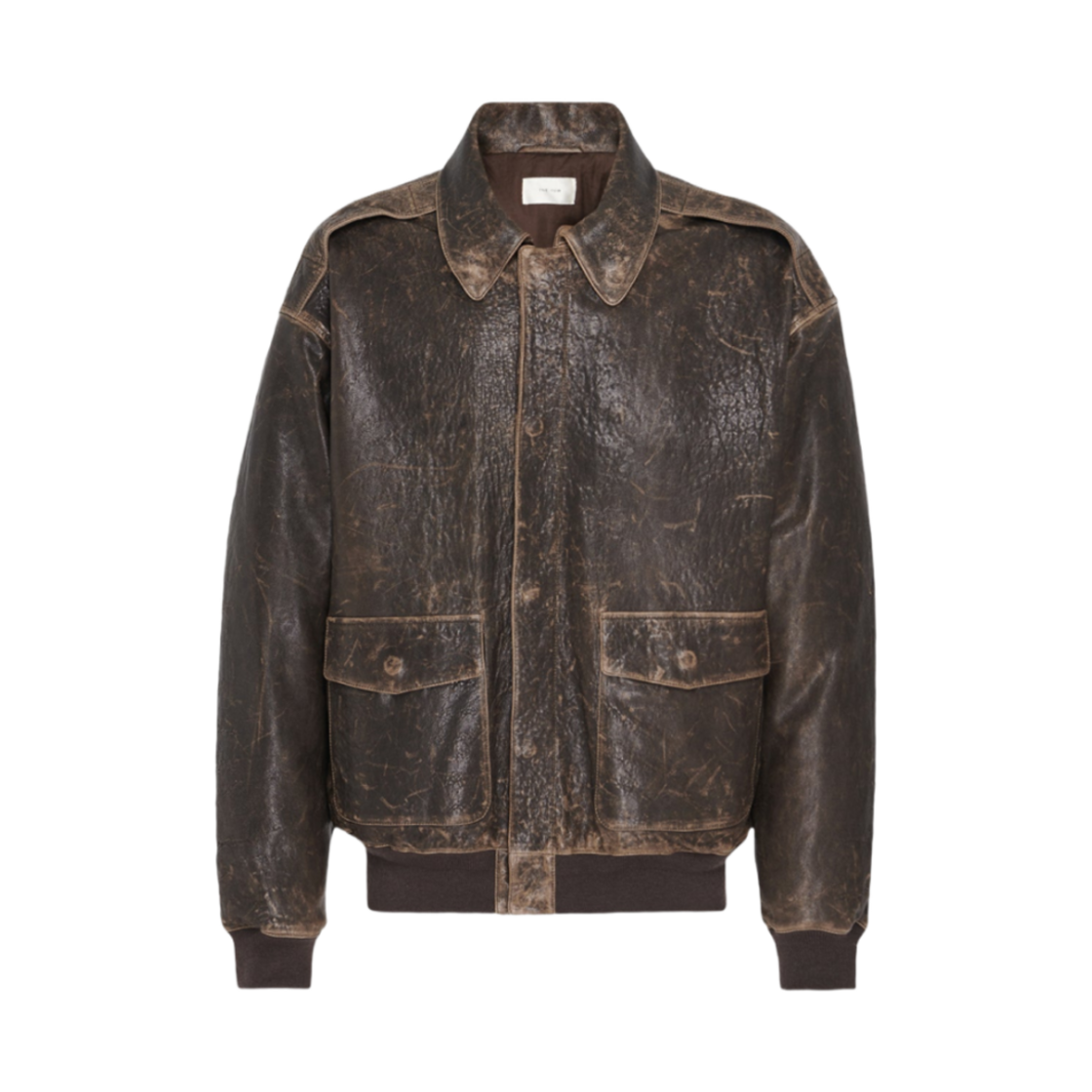 816L275DBR The Row Orwell Jacket in Leather Dark Brown