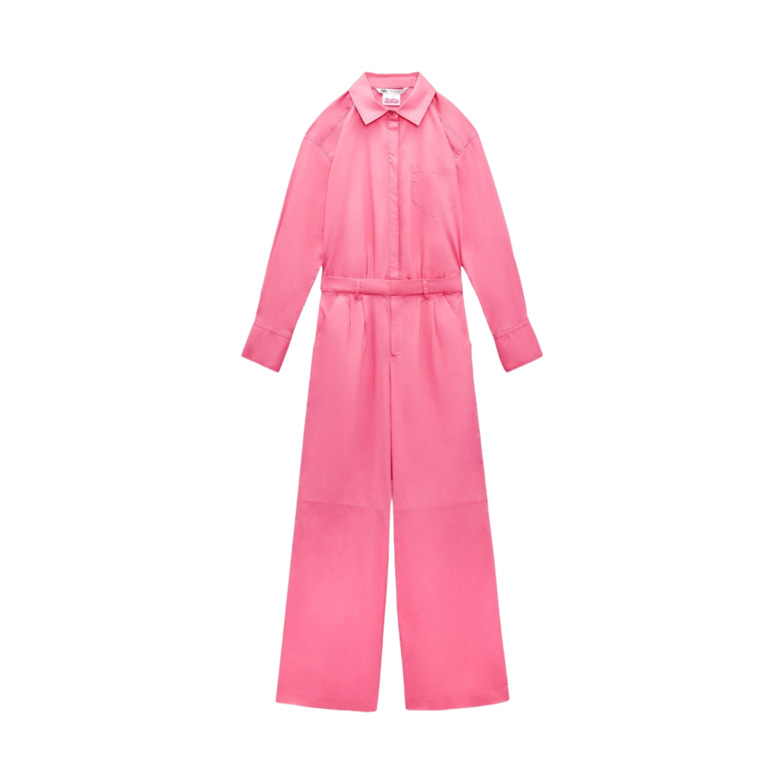 (W) 자라 x 바비 더 무비 워너 브라더스 셔츠 스타일 점프수트 핑크((W) Zara x Barbie The Movie Warner Bros. Shirt Style Jumpsuit Pink) - 1