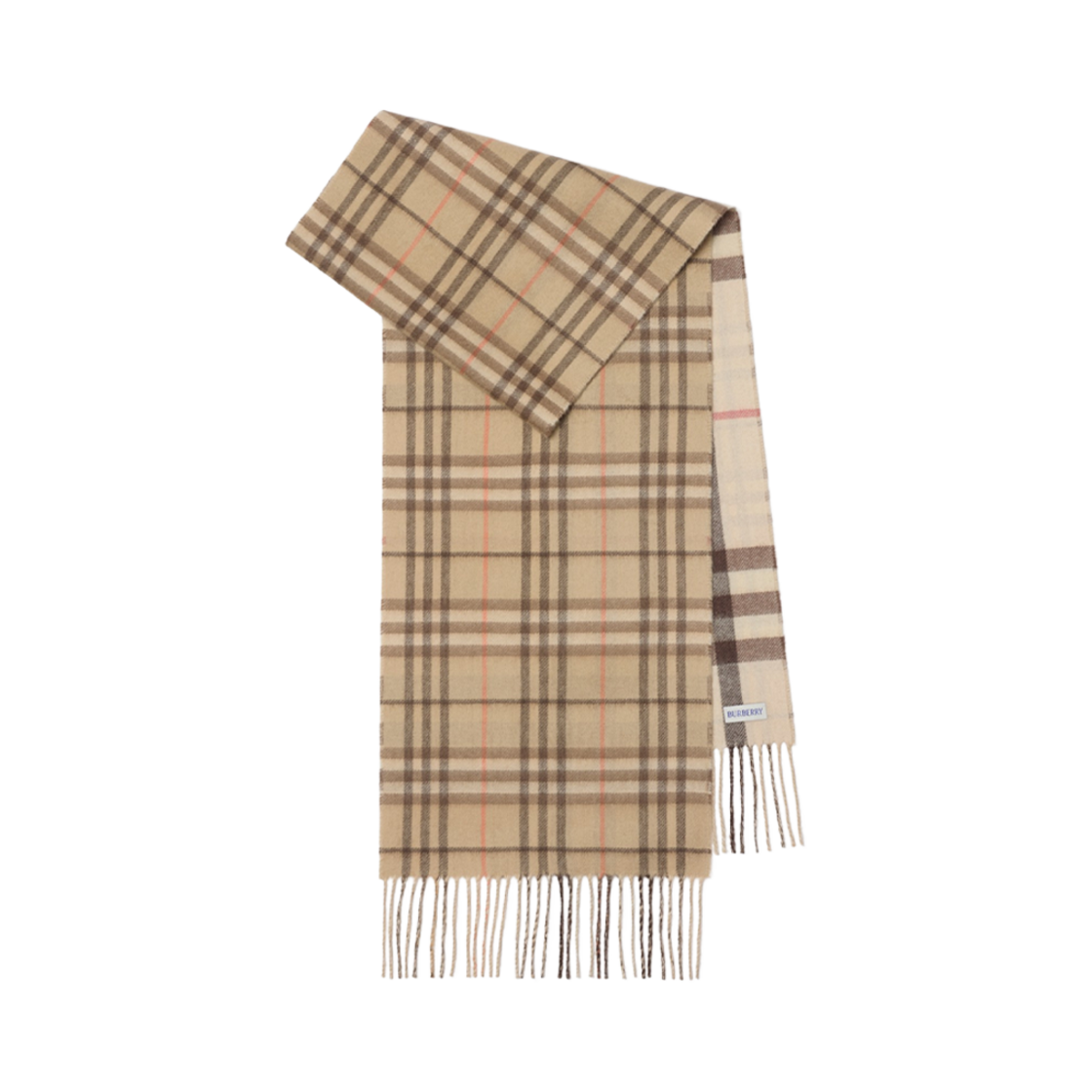8104978 Burberry Reversible Contrast Check Cashmere Muffler Alabaster Wax