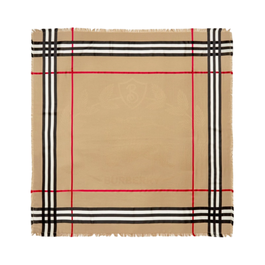 (W) 버버리 몽타주 프린트 실크 울 라지 스퀘어 머플러 아카이브 베이지((W) Burberry Montage Print Silk Wool Large Square Muffler Archive Beige) - 1