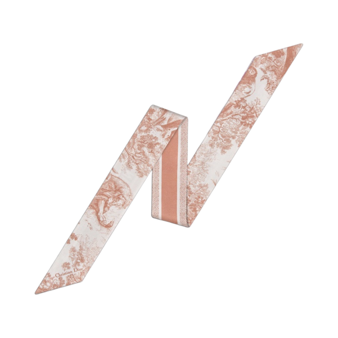 (W) 디올 트왈 드 주이 소바쥬 미차 스카프 실크 트윌 아이보리 핑크((W) Dior Toile de Jouy Sauvage Mitzah Scarf Silk Twill Ivory Pink)