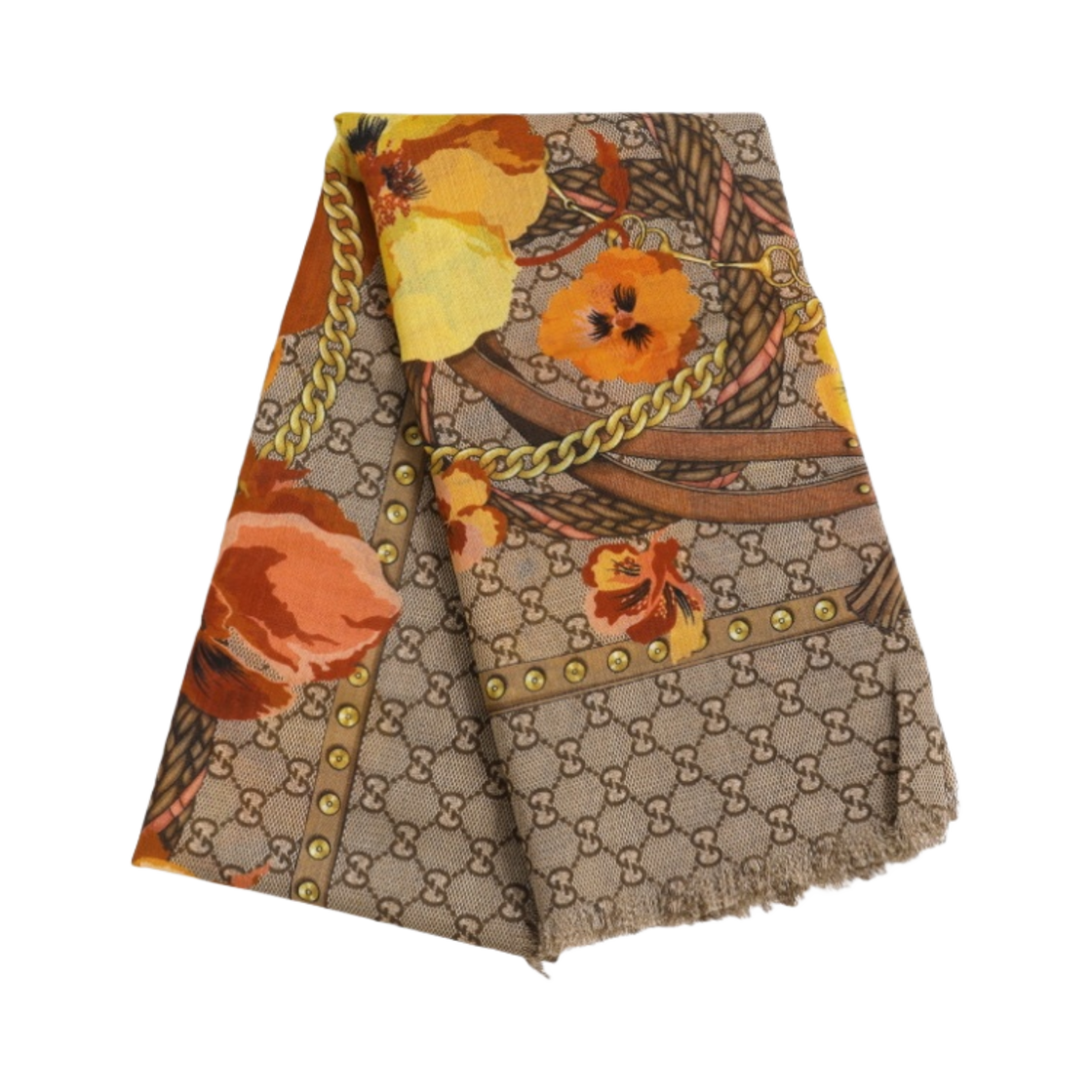 (W) 구찌 플라워 울 스카프 옐로우((W) Gucci Flower Wool Scarf Yellow) - 1