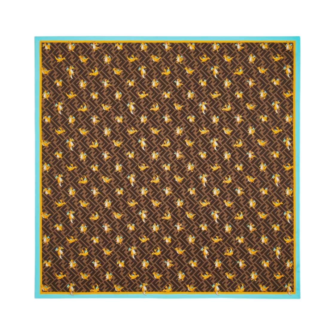 FXT091AQQVF0FDM Fendi x Fragment x Pokemon Multicolor Silk Scarf Brown
