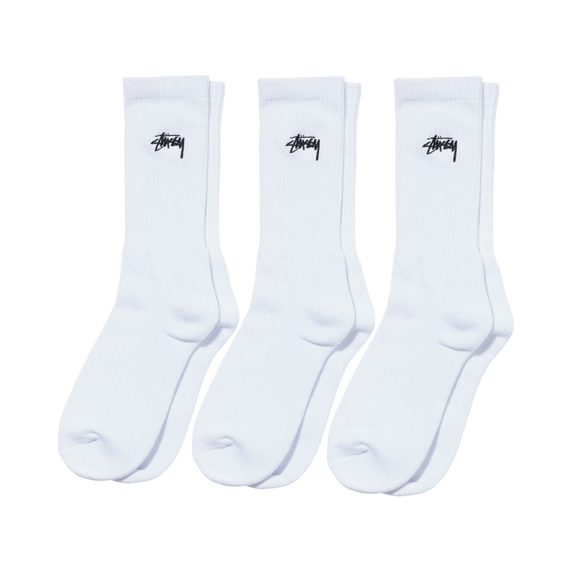 스투시 스몰 스탁 크루 삭스 화이트 (3개입)(Stussy Small Stock Crew Socks White (3 Pack))