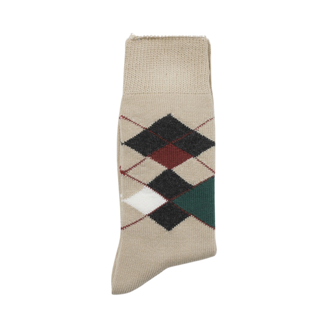 커스텀멜로우 울 아가일 패턴 삭스 아이보리