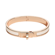 (W) Hermes Mini Clic Kelly Bracelet Rose Gold & Creme