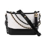 Chanel Gabrielle Small Hobo Bag Aged Calfskin & Gold White Black