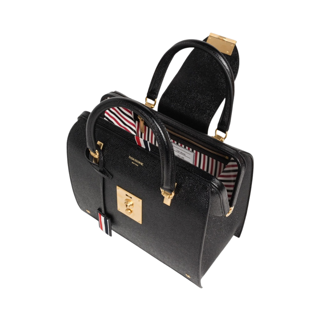 톰브라운 미세스 톰 페블 텍스처 사첼백 블랙(Thom Browne Mrs Thom Pebble Texture Satchel Bag Black) - 4