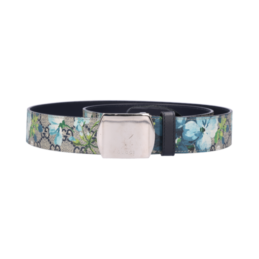 IT3456HGHPM5 Gucci GG Bloom Flower Belt in Canvas and Leather Blue