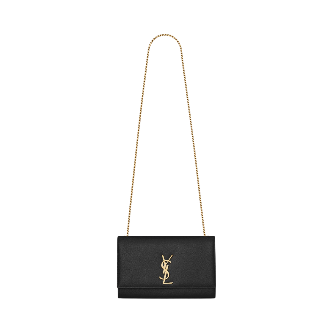 364021-BOW0J-1000 Saint Laurent Kate Medium Chain Bag in Grain De Poudre Leather Black