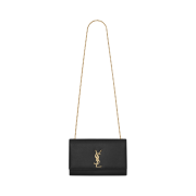 Saint Laurent Kate Medium Chain Bag in Grain De Poudre Leather Black