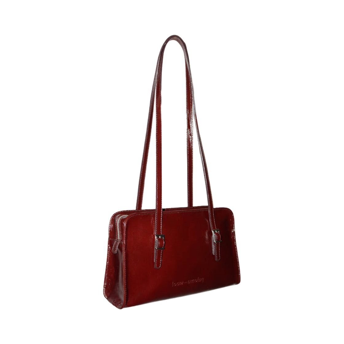 PBJ101 Paloma Wool Cayetano Engraved Logo Leather Shoulder Bag Mahogany