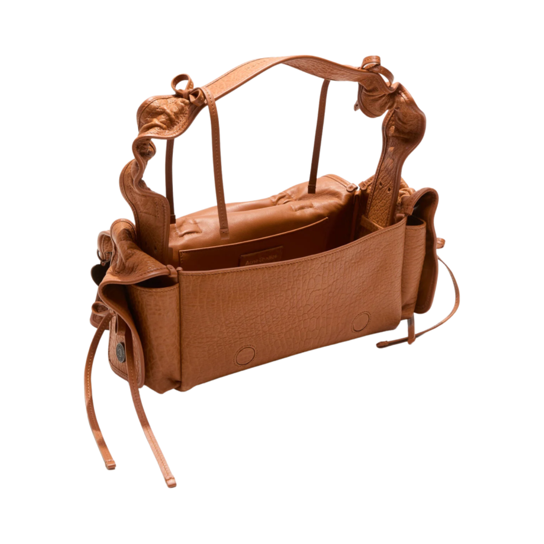 아크네 스튜디오 멀티포켓 그레인드 레더 백 꼬냑 브라운(Acne Studios Multipocket Grained Leather Bag Cognac Brown) - 2