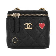 Chanel Small Vanity with Chain & Grained Calfskin Gold Black