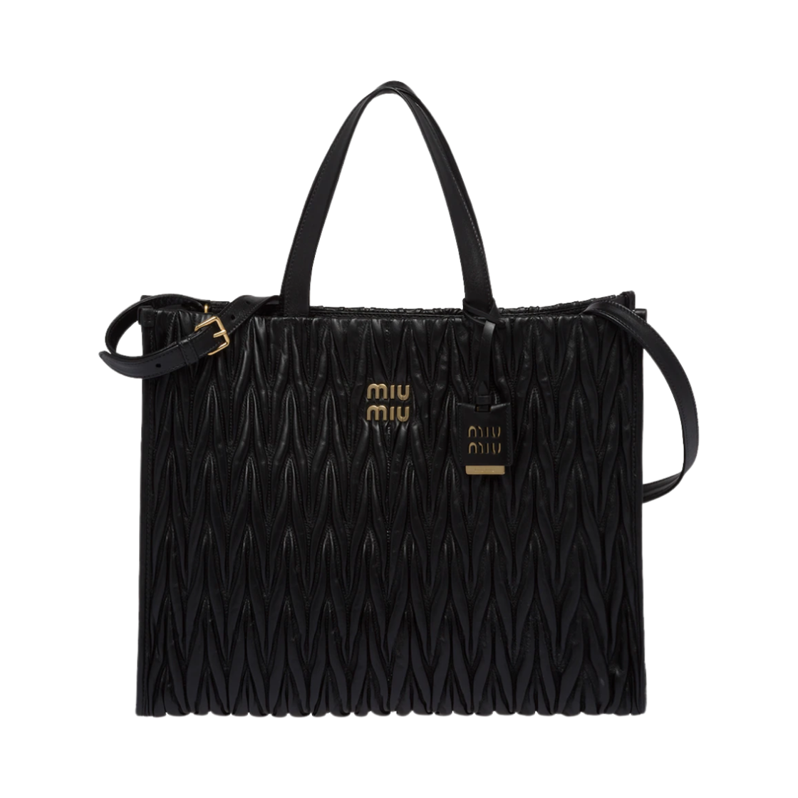 미우 미우 마틀라세 나파 레더 토트백 블랙(Miu Miu Matelasse Nappa Leather Tote Bag Black) - 1